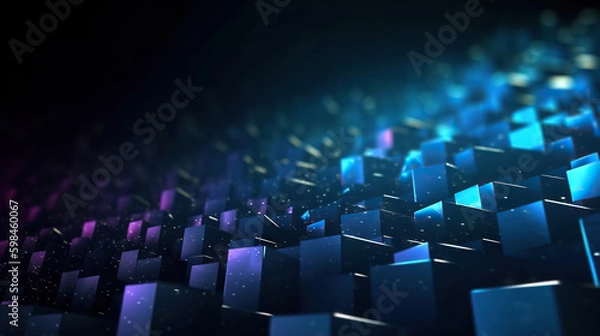 Fototapeta Modern digital abstract 3D background. Copy space. Based on Generative AI