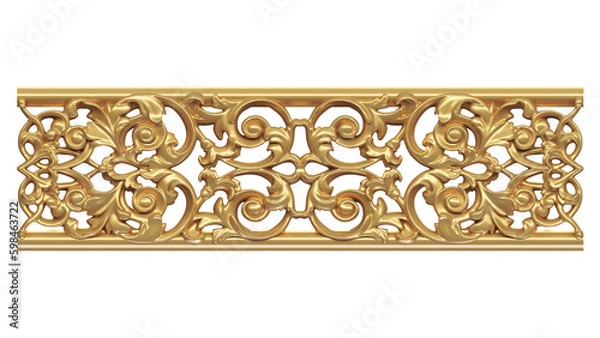 Fototapeta golden crown isolated on white background, detailed ornament for graphic design purposes 