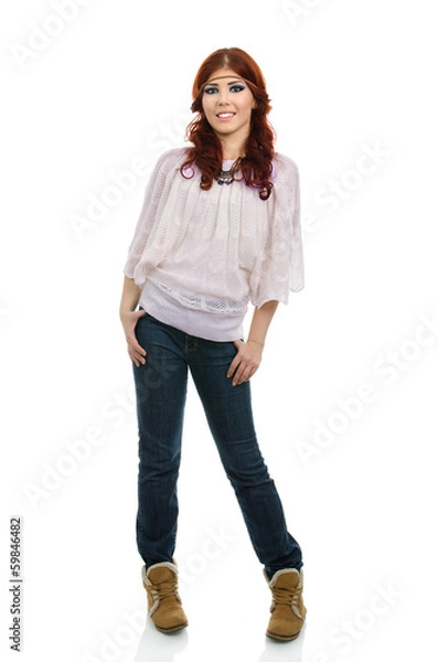 Obraz Young hippy girl with hands on hips