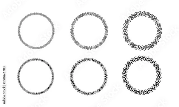 Obraz Geometric Braid Knot Lines Circle Round Frame Border Vector Background Illustration