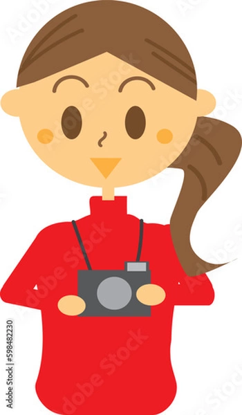 Fototapeta 撮影のためにカメラを構えている女性イラスト・ブロガー・インスタグラマー