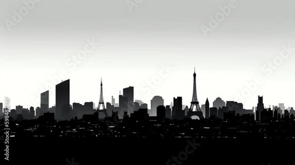 Fototapeta silhouette of Paris isolated vector illustration on white background for logo, graphic design, advertising, and marketing. generative ai