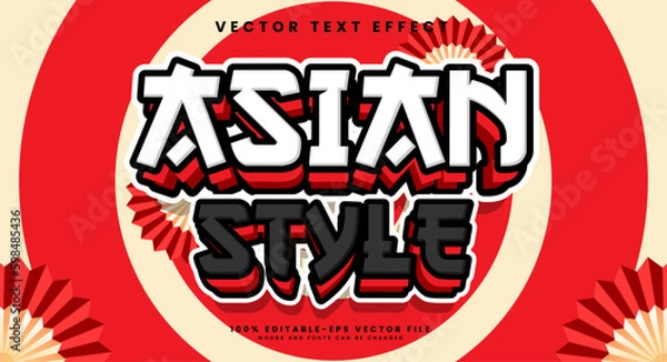Fototapeta Asian style editable text style effect. Vector text effect