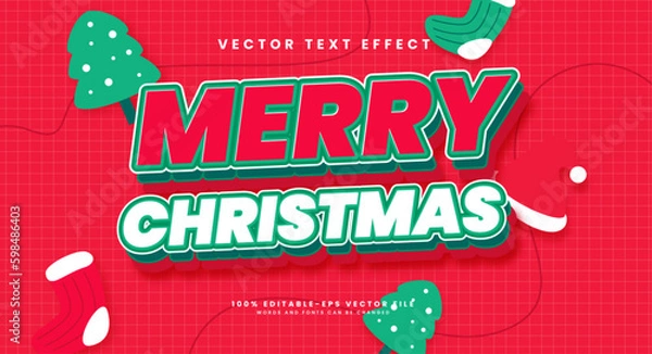 Fototapeta Merry christmas editable text style effect. Vector text effect.