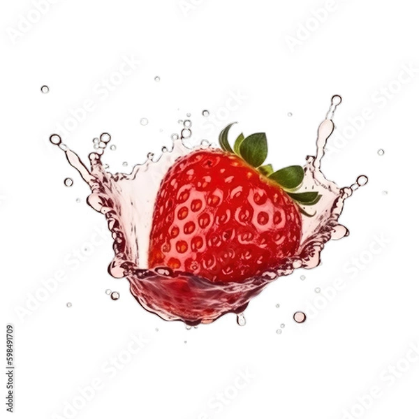 Obraz Strawberry Splash Isolated Generative AI