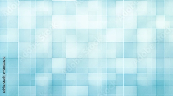 Obraz 透明感のある水色スクエア模様の背景　Generative AI
