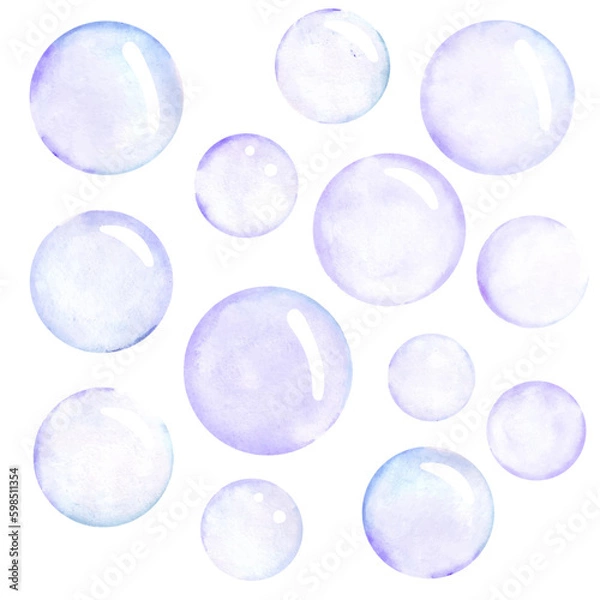 Fototapeta Watercolor soap bubbles. Vector pattern