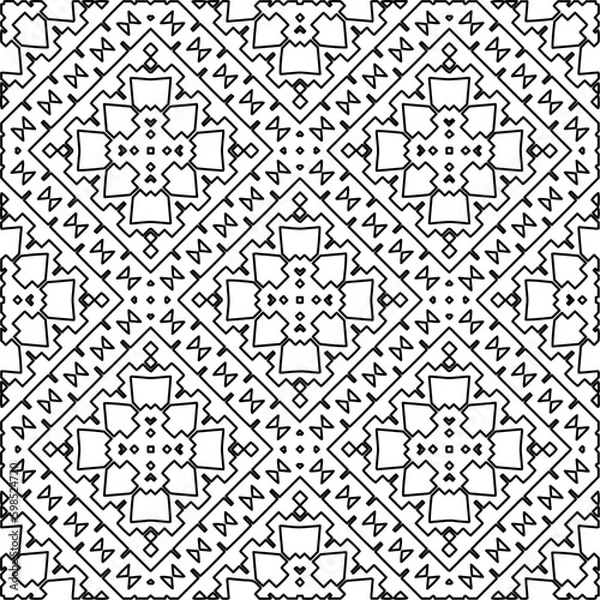 Fototapeta Repeating patterns of lines.  Black and white pattern for web page, textures, card, poster, fabric, textile.