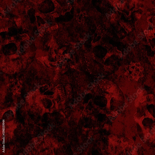 Obraz Grunge Skulls Seamless Pattern. Trash Polka Tattoo Pattern