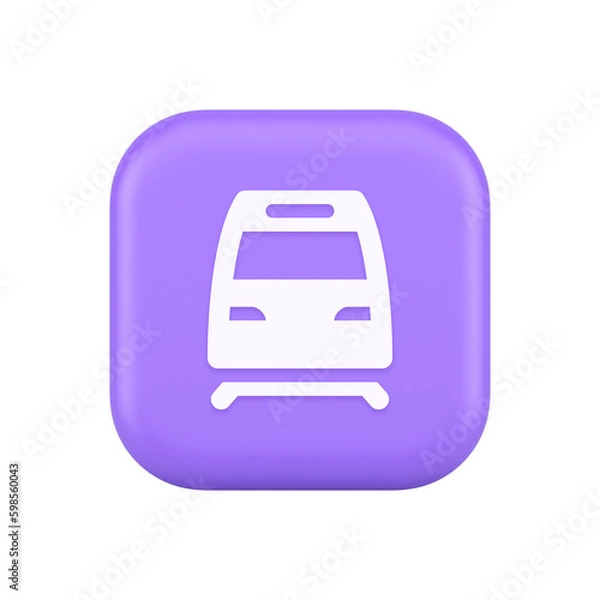 Fototapeta Train railway subway locomotive button rail passenger transportation travel 3d realistic icon