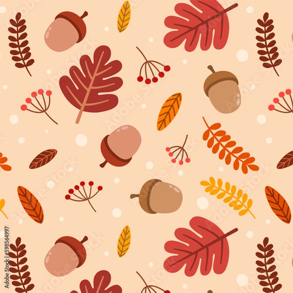Obraz Autumn leaves fall seamless pattern background