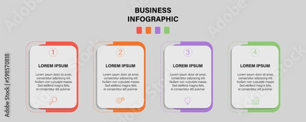 Obraz Infographic design business template with icons and 4 options or steps. Can be used for process diagram, presentations, workflow layout, banner, flow chart, info graph