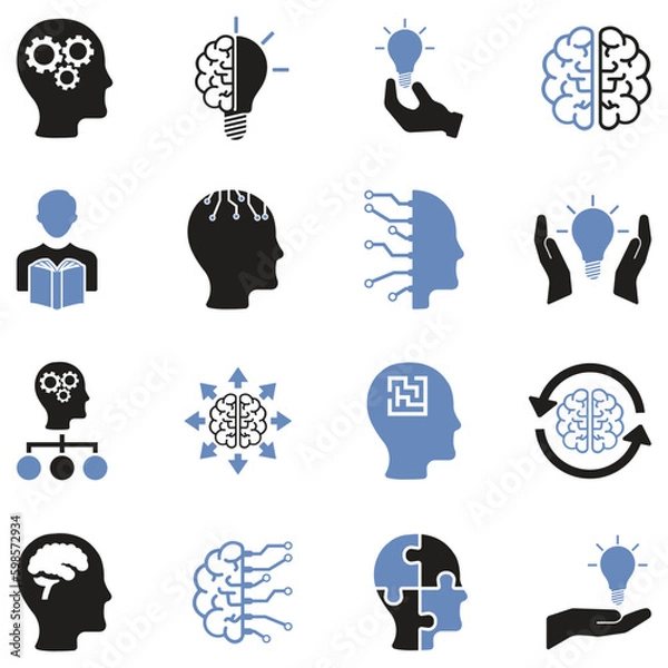 Obraz Mind Icons. Two Tone Flat Design. Vector Illustration.