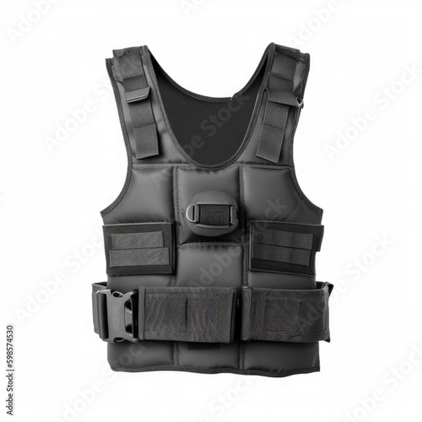 Fototapeta  Adjustable weighted vest for fitness workouts isolated on a white background, generative ai