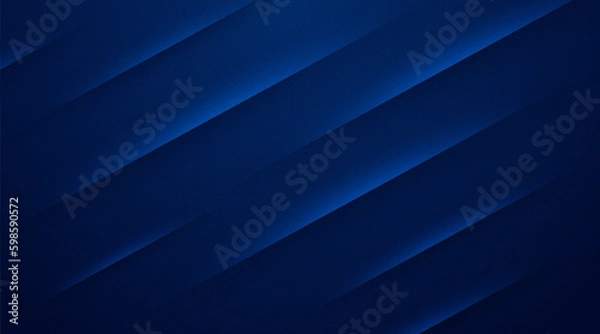 Fototapeta Dark blue abstract background with shiny blue diagonal lines and shadow decoration. Modern stripes lines texture. Futuristic technology concept. Vector illustration