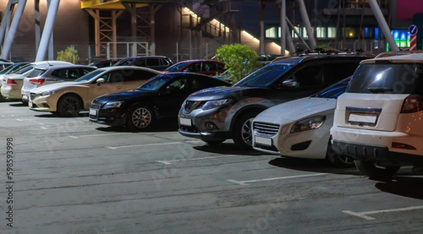Obraz Cars in the parking lot at night
