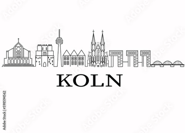 Fototapeta Cologne Germany city skyline outline