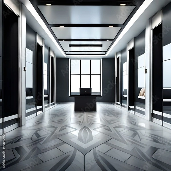 Fototapeta Modern architecture. office. common hall