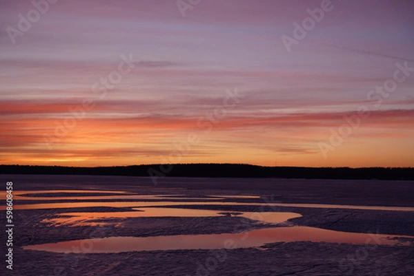 Fototapeta sunset over the river