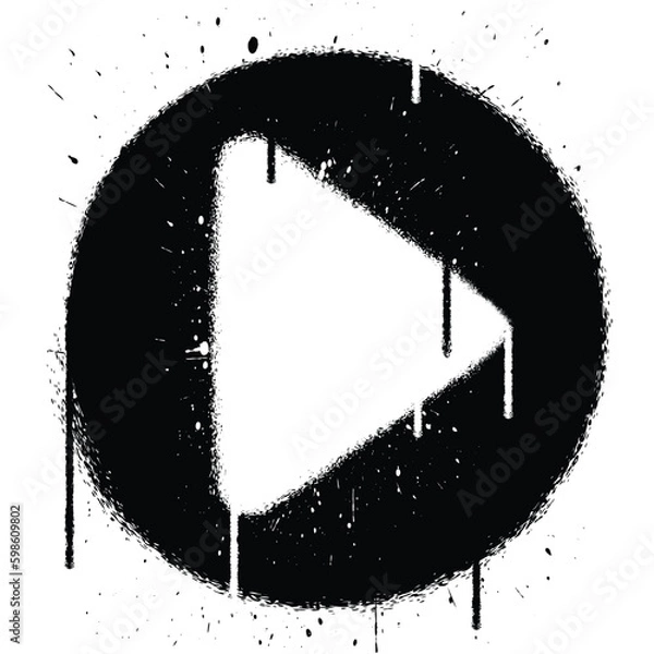 Obraz Vector graffiti spray paint play button isolated vector illustration