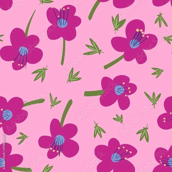 Fototapeta seamless pattern with pink flowers
