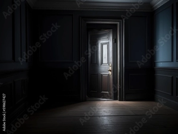 Obraz A dark room with a door