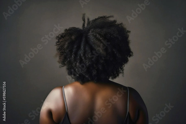 Fototapeta Extremely overweight person from back. Overeating concept. Not an actual real person. Digitally generated AI image