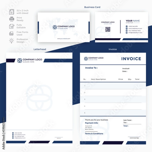Obraz Corporate Modern Stationery items designs vector template