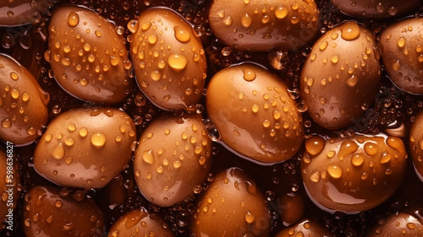 Fototapeta Argan seeds and oil background. Argana nuts and branches created with generative ai tools Generative AI
