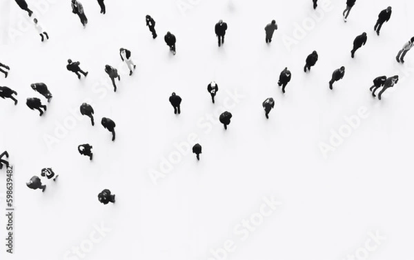 Obraz People on white background. Top down view.