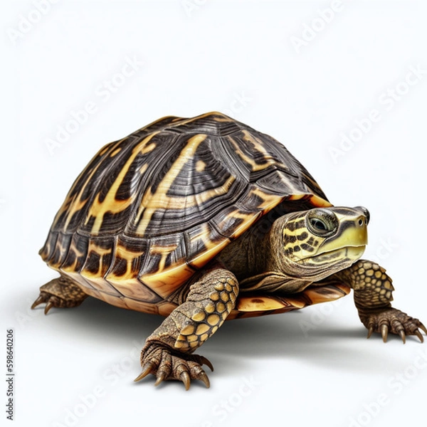 Fototapeta Armored and Unique: A Stunning Portrait of a Turtle on White Background