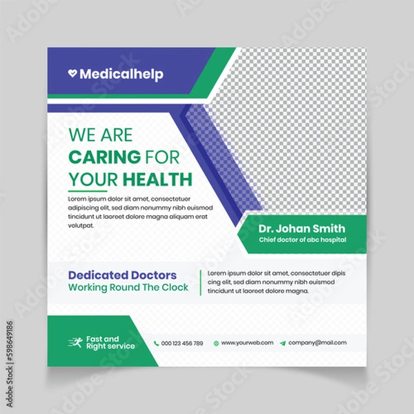 Obraz Vector medical healthcare clinic social media instagram banner or web banner design premium vector template