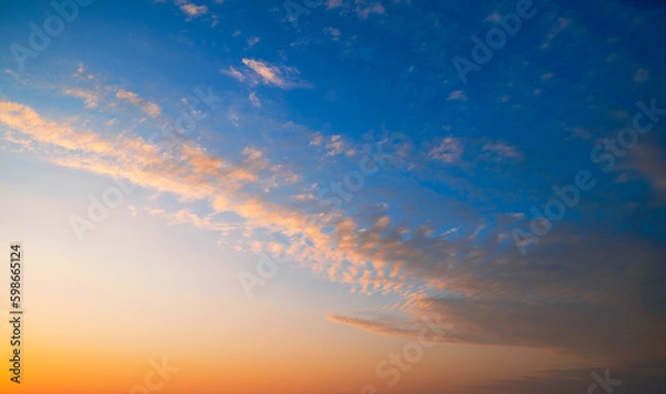 Obraz Real amazing sunset sky with gentle colorful clouds