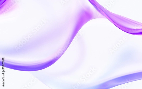 Fototapeta abstract glass wavy shapes with colorful gradient. 3d rendering illustration for graphic design, presentation or background 