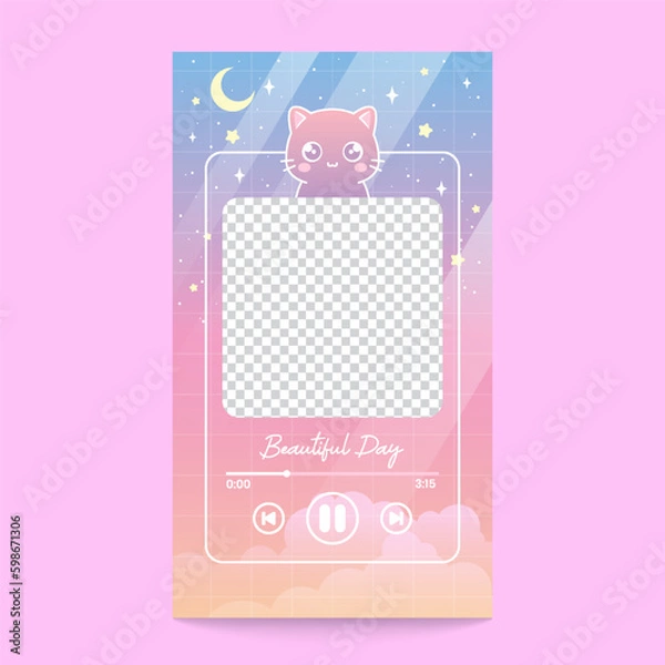 Fototapeta cute music play with blank frame for album photo template vector design