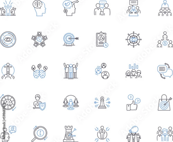 Fototapeta Control center line icons collection. Command, Central, Authority, Power hub, Management, Dominance, Monitor vector and linear illustration. Organization,System,Supervisor outline signs Generative AI
