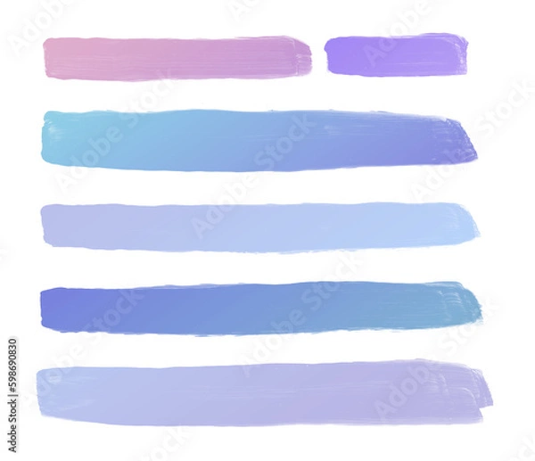 Fototapeta collection of dreamy paint brush strokes on transparent background, isolated, extracted, png file