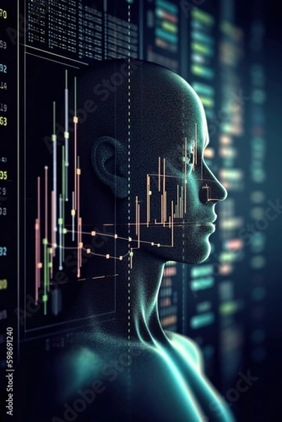 Fototapeta Analytics, business intelligence, augmented bi, bigdata, sales forecasting. Generative AI. 