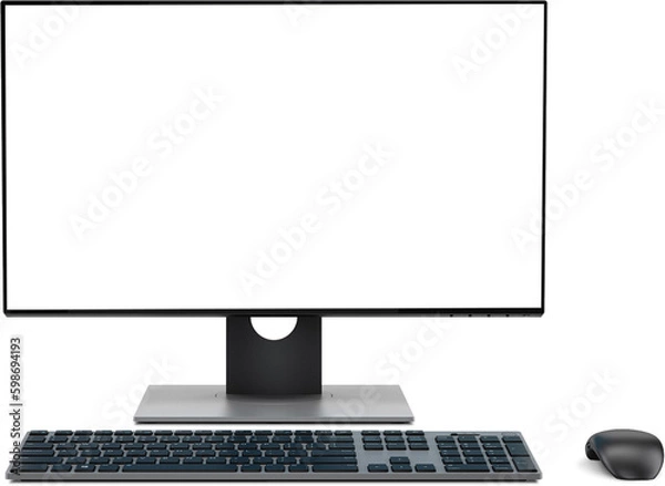 Fototapeta computadora de escritorio con teclado y mouse con fondo transparente y sombra para mayor realismo 