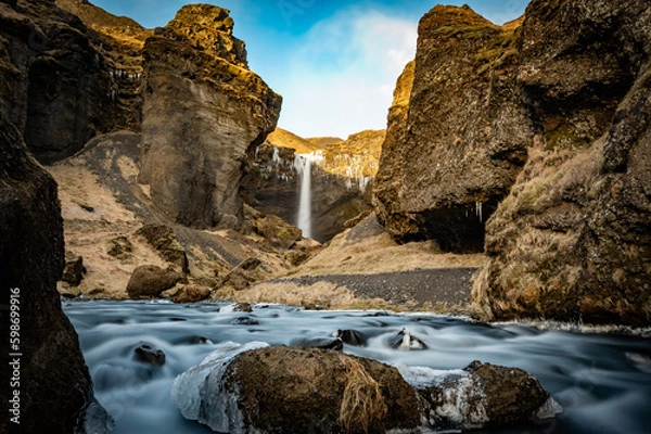 Fototapeta Waterfall and rocks