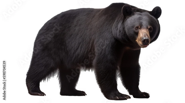 Obraz Black Bear isolated on transparent background created with generative AI technology