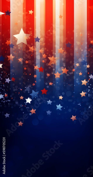 Fototapeta USA Veterans Day background. Illustration of an abstract grunge brushed flag with text. Template for a vertical banner.