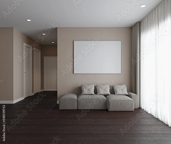 Fototapeta Empty modern interior room 3d render