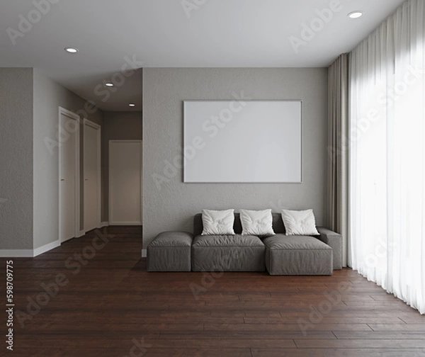 Fototapeta Empty modern interior room 3d render