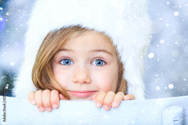 Obraz Beautiful little girl with white hat