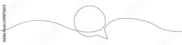 Fototapeta One continuous drawing cloud notification vector. One continuous line drawing message cloud. Vector illustration. Linear design of the notification in the messenger.