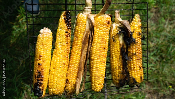 Obraz Hot grilled corn with salt