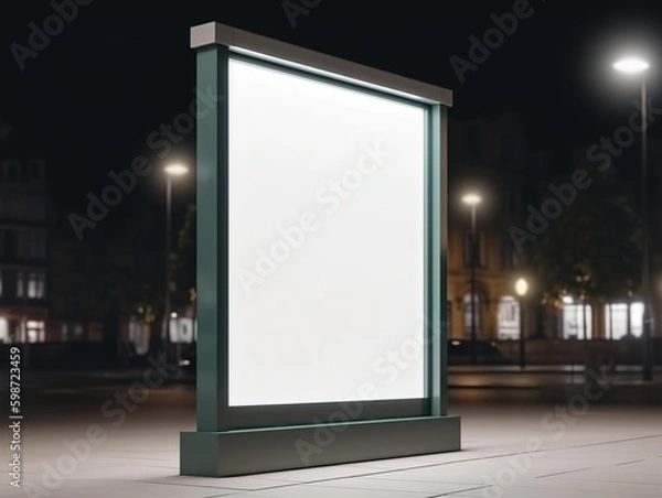 Fototapeta Billboard street mockup. Blank street advertising stand modern. Green, red, bus stop, Paris, New York, São Paulo, generative ai. Advertsign, marketing, billboard. 