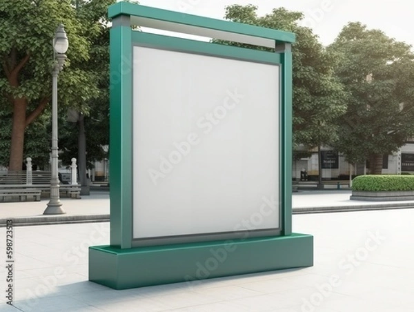 Fototapeta Billboard street mockup. Blank street advertising stand modern. Green, red, bus stop, Paris, New York, São Paulo, generative ai. Advertsign, marketing, billboard. 