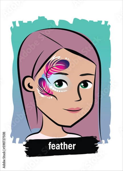 Fototapeta Face-Painting Creative Card Menu Design- Feather